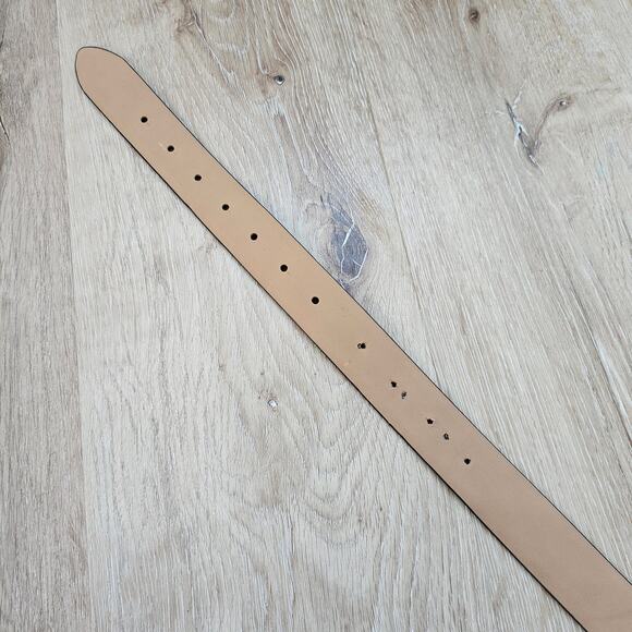 Michael Kors Black Leather Belt sz Small Silver Tone Buckle Tortoise Signature - Picture 6 of 8